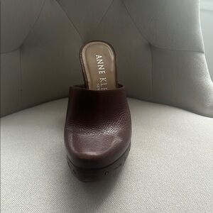 Anne Klein Brown Wedge Shoes with Polished Finish